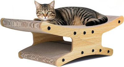 Cama rascador reversible para gatos madera natural