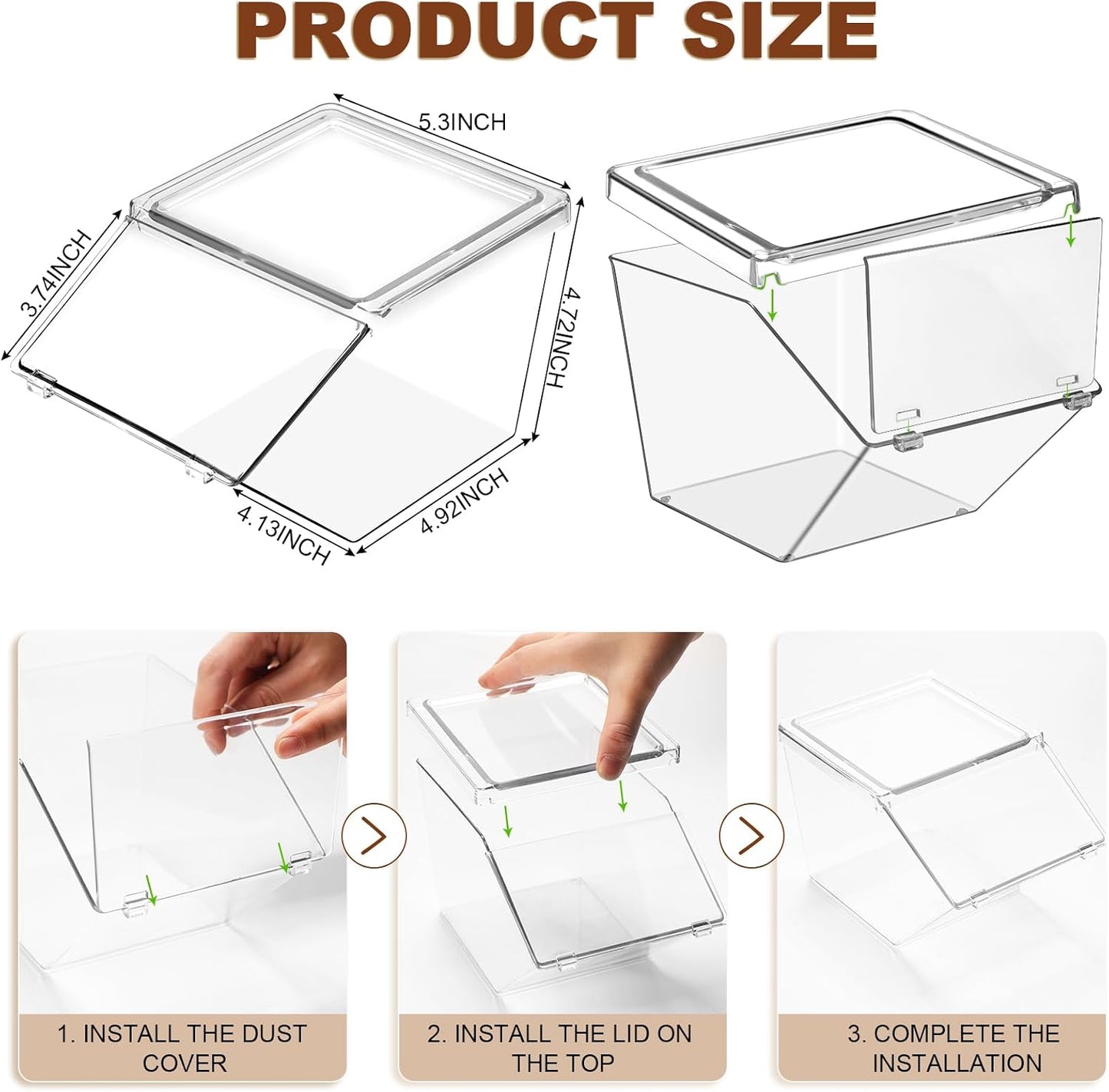 8 Cubos Plástico Transparente Tapas Apilables Despensa