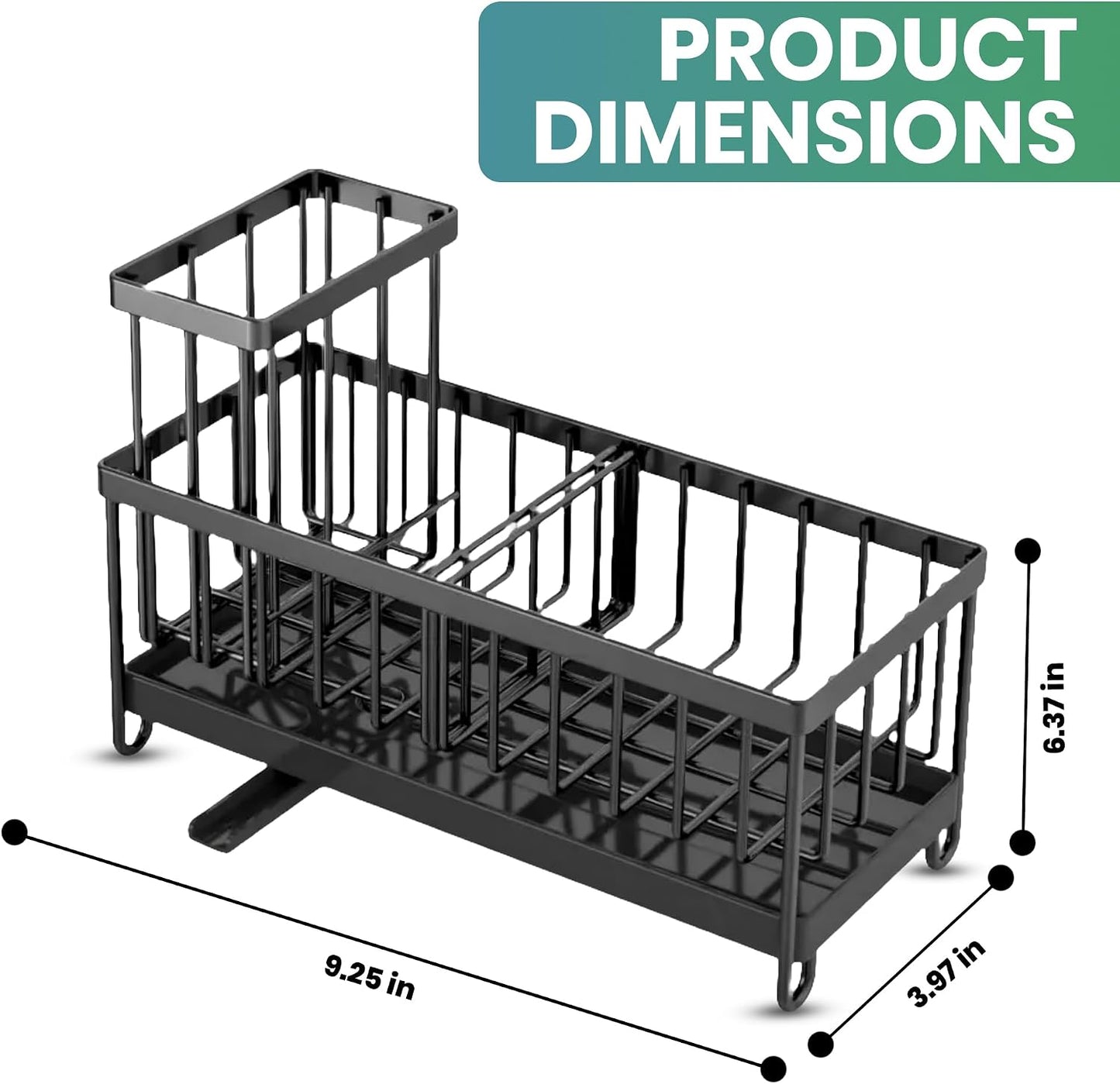 Organiz. fregadero inox espuma y dispensador jabón negro