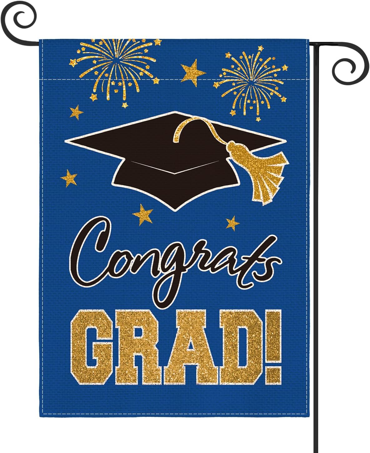 Bandera jardín graduación azul 12x18" doble cara resistente