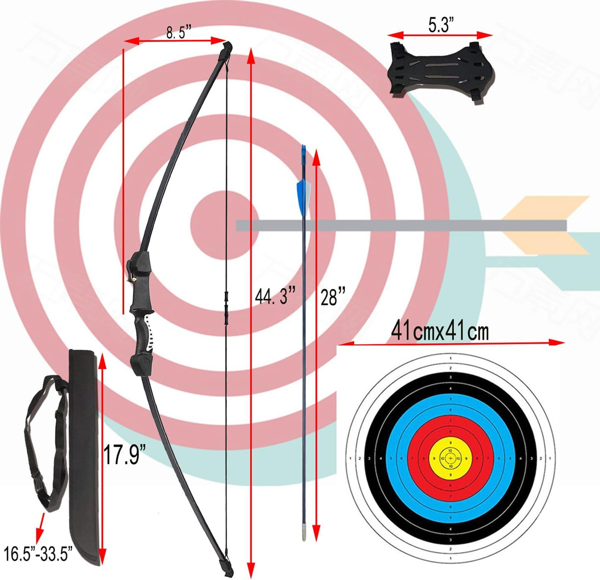 Juego arco flechas para niños 8-12 años 45" 9 flechas