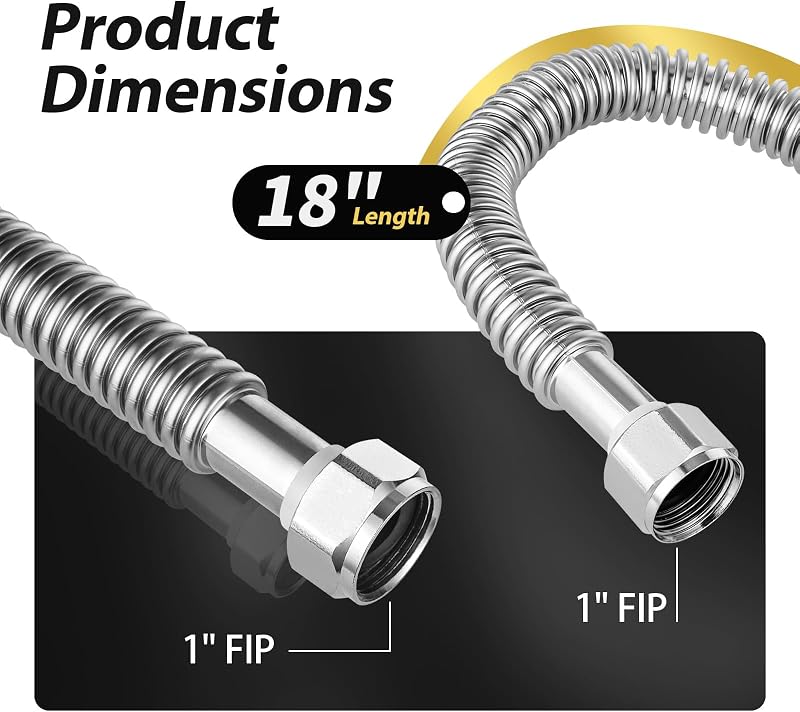 2 Mangueras Acero Inox 18" FIP x FIP para Calentadores