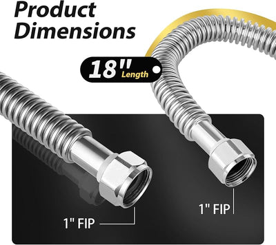 2 Mangueras Acero Inox 18" FIP x FIP para Calentadores