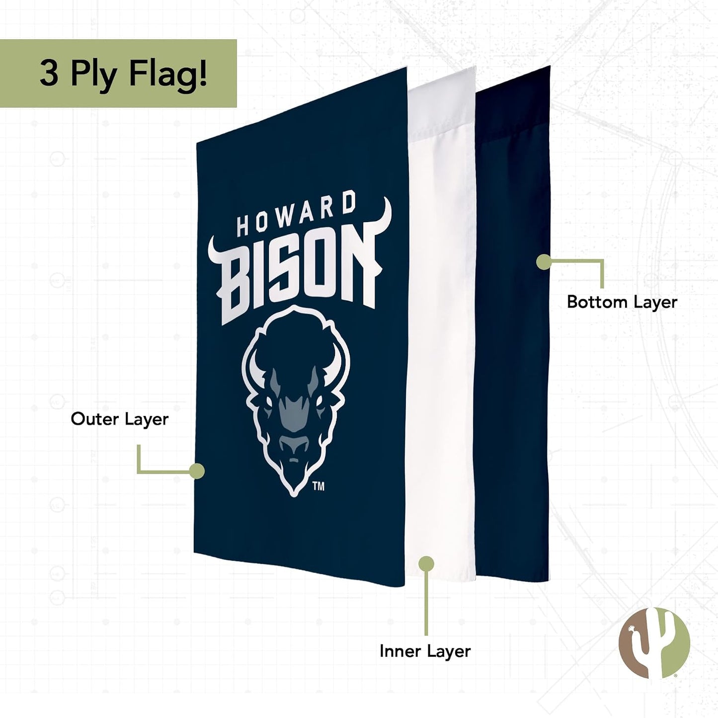 Bandera bisonte Howard 19x12pulg para eventos