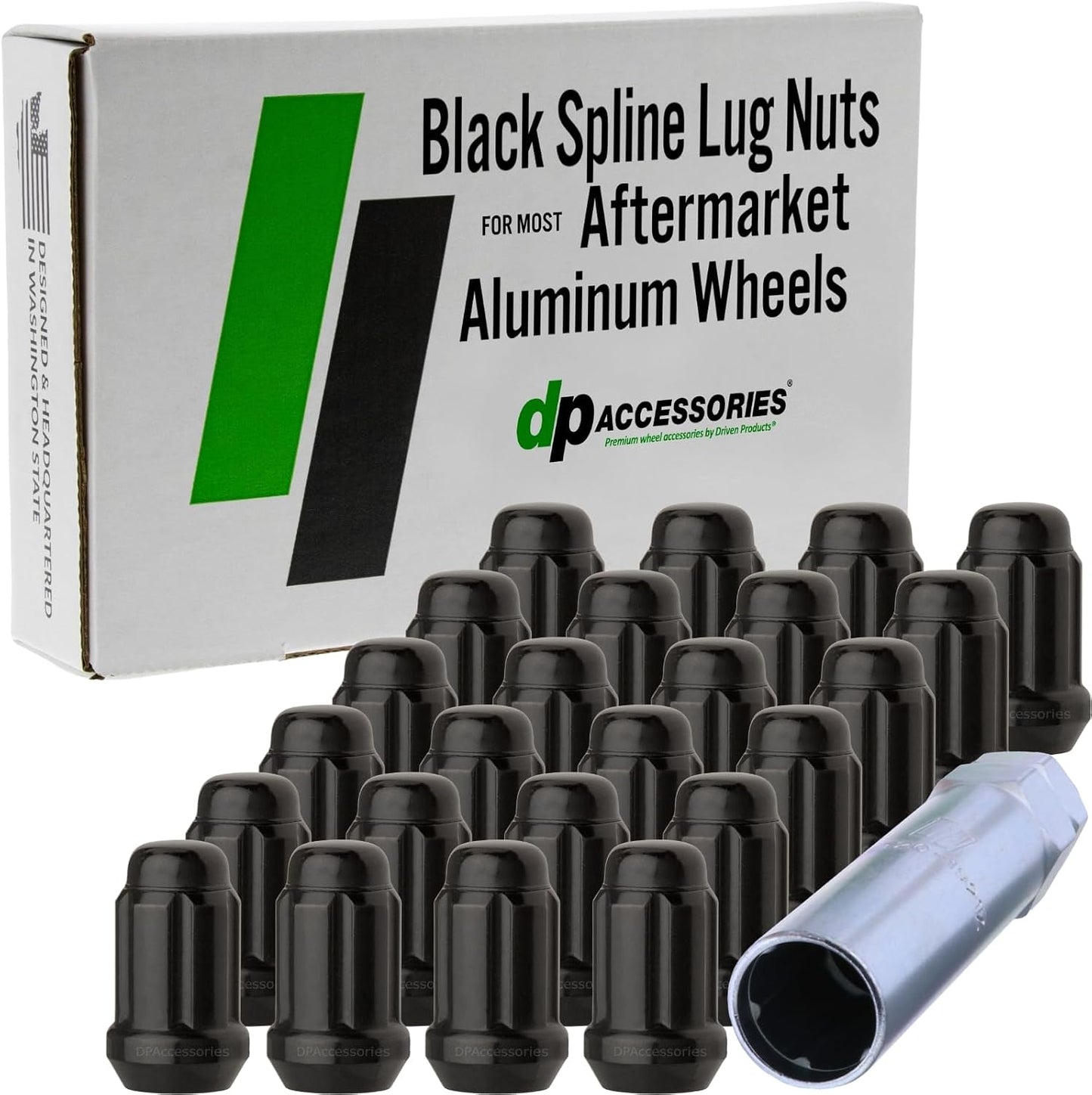 Tuercas M12x1.25 negras para ruedas set 24