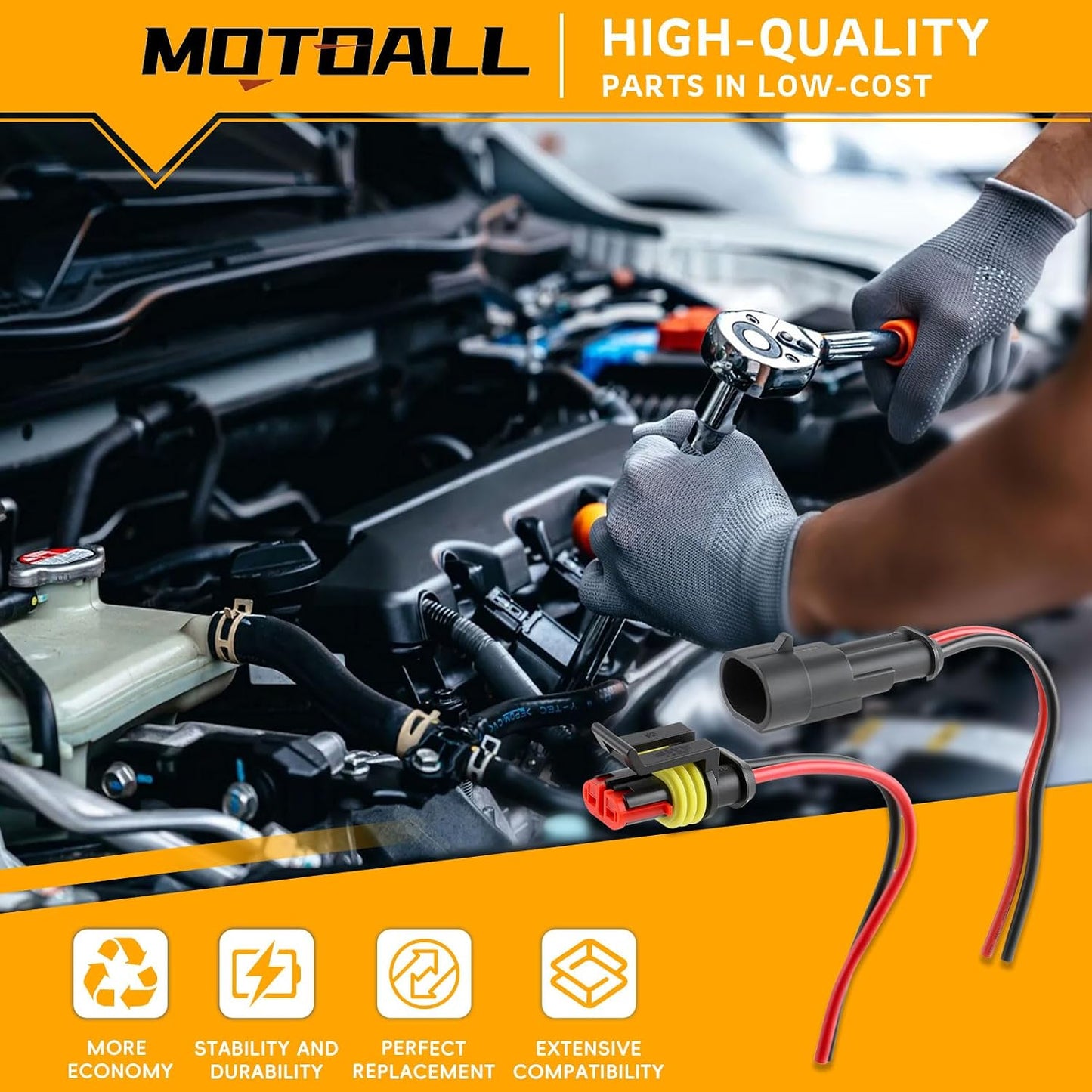5 kits conector impermeable 2 pines 16 AWG para auto camión
