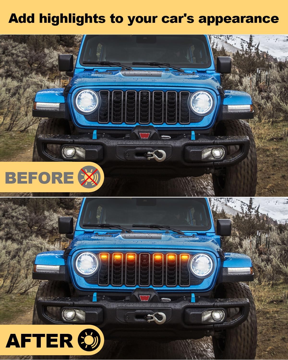 Luces LED parrilla Jeep JL Gladiator 2024-25 amarillo
