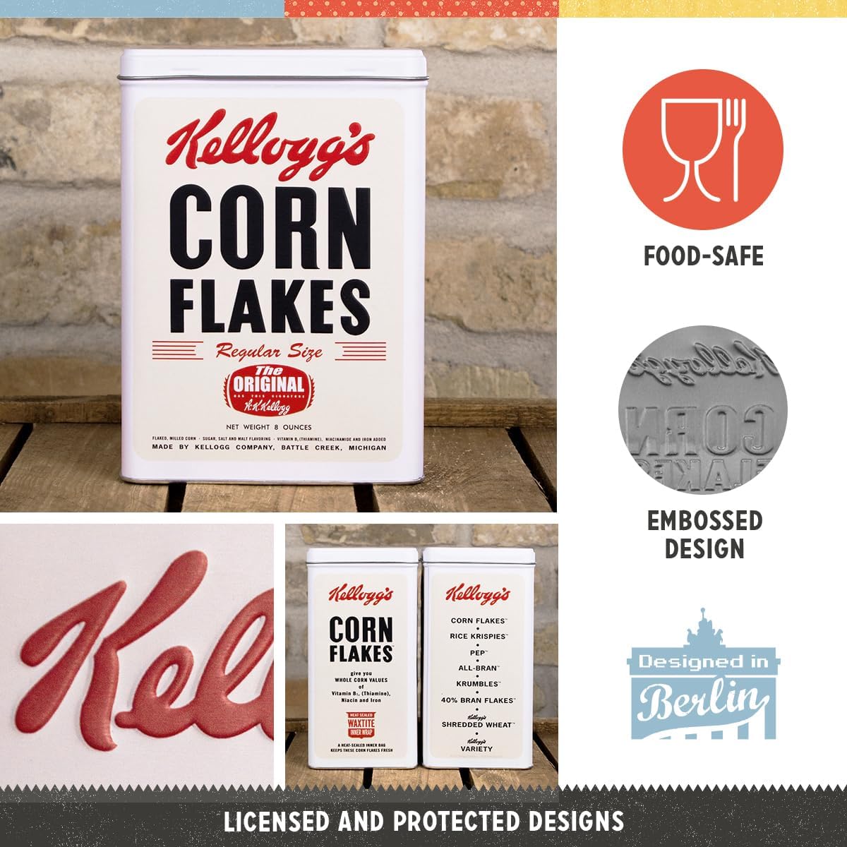 Caja lata almacenamiento retro Kellogg's 101.4oz metal