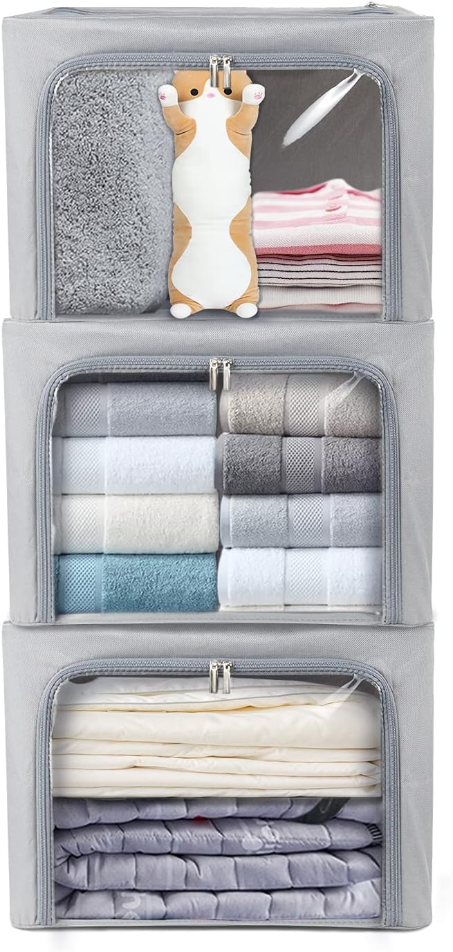 Caja almacenamiento ropa plegable con ventanas