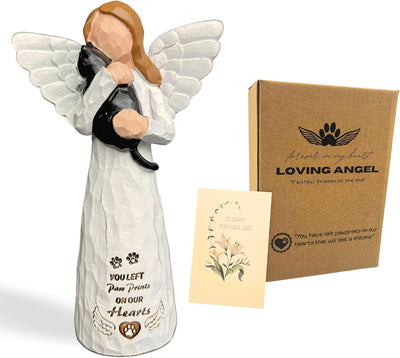 Estatua ángel negro poliresina regalo gato