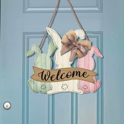 Letrero colgante madera Pascua conejito decoración puerta