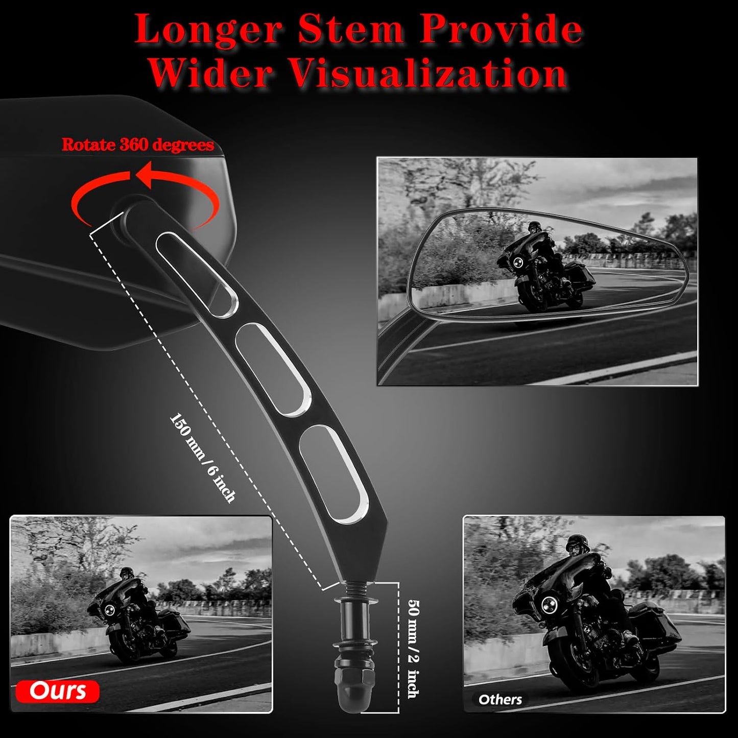 Espejo retrovisor motocicleta ajuste 360 M8 comp Road King