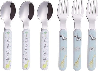 Set 6 Pzas Cubiertos Niños Acero Inox Tenedores Cucharas Sin BPA