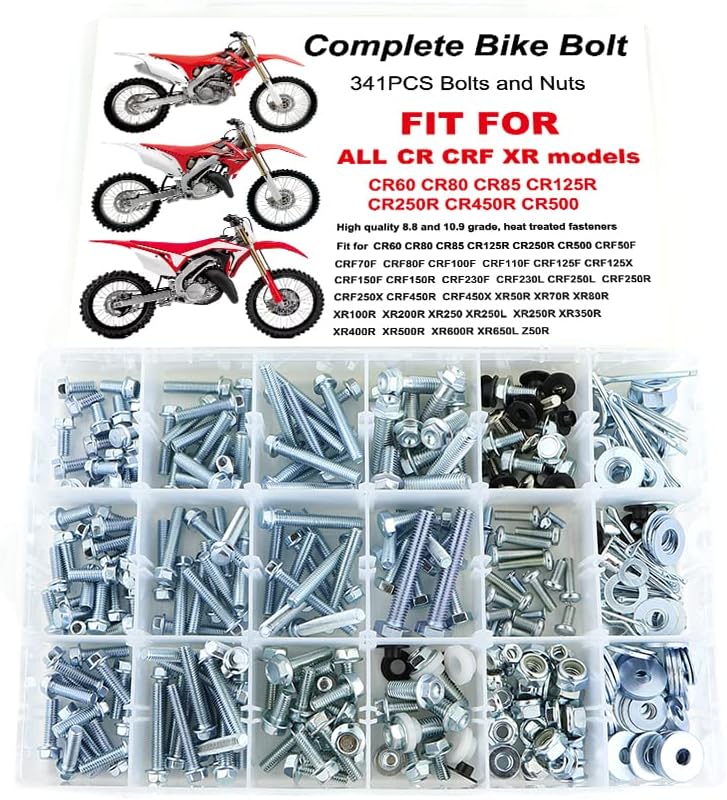 Kit 341 pernos plástico escape para moto CRF50F a CRF450R