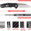 Cuchillo plegable D2 acero fibra carbono clip camping
