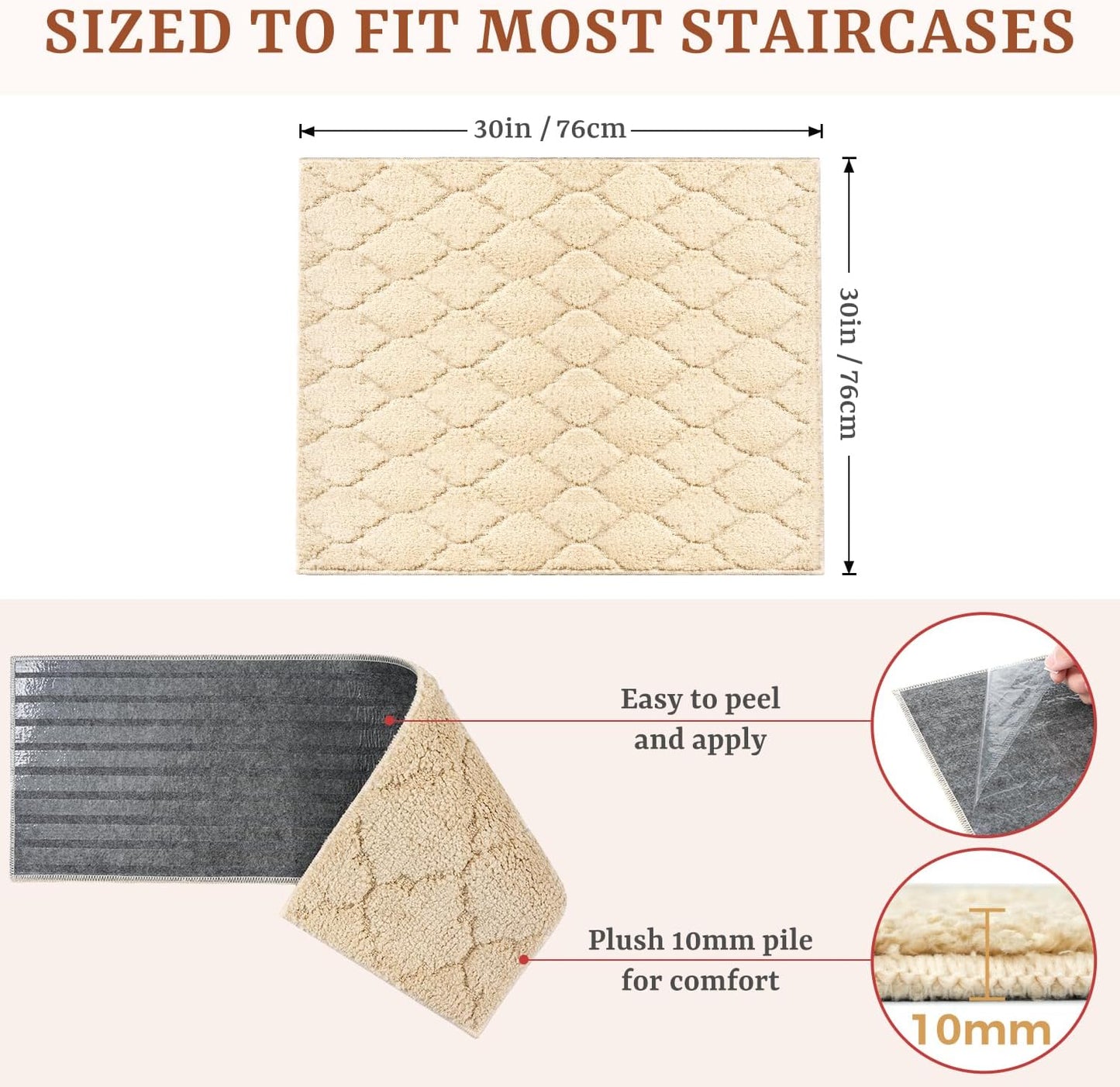 Alfombras antideslizantes escalones madera 30x30 reutilizables