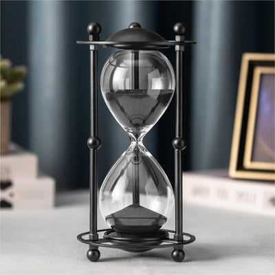 Temporizador arena 30 min marco metal negro decorativo