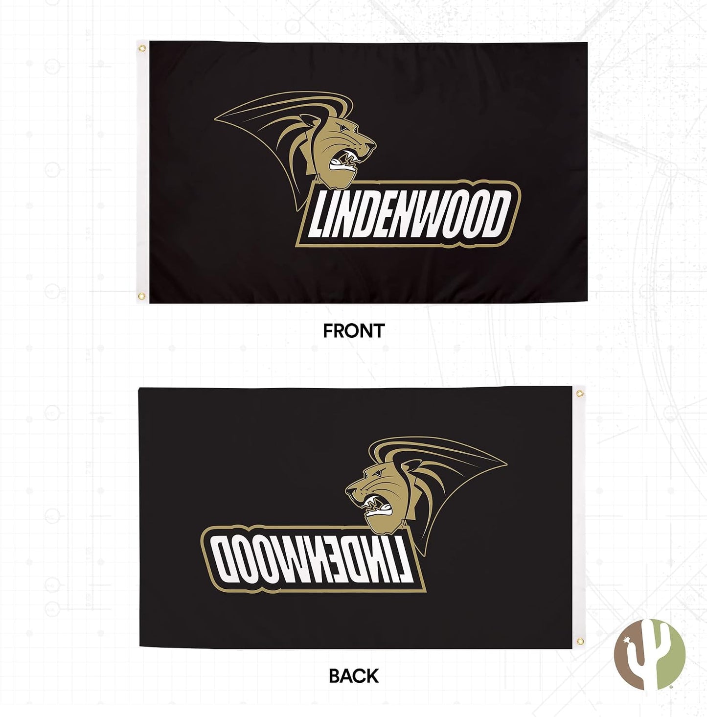 Bandera 3x5ft Lindenwood University tela poliéster duradera