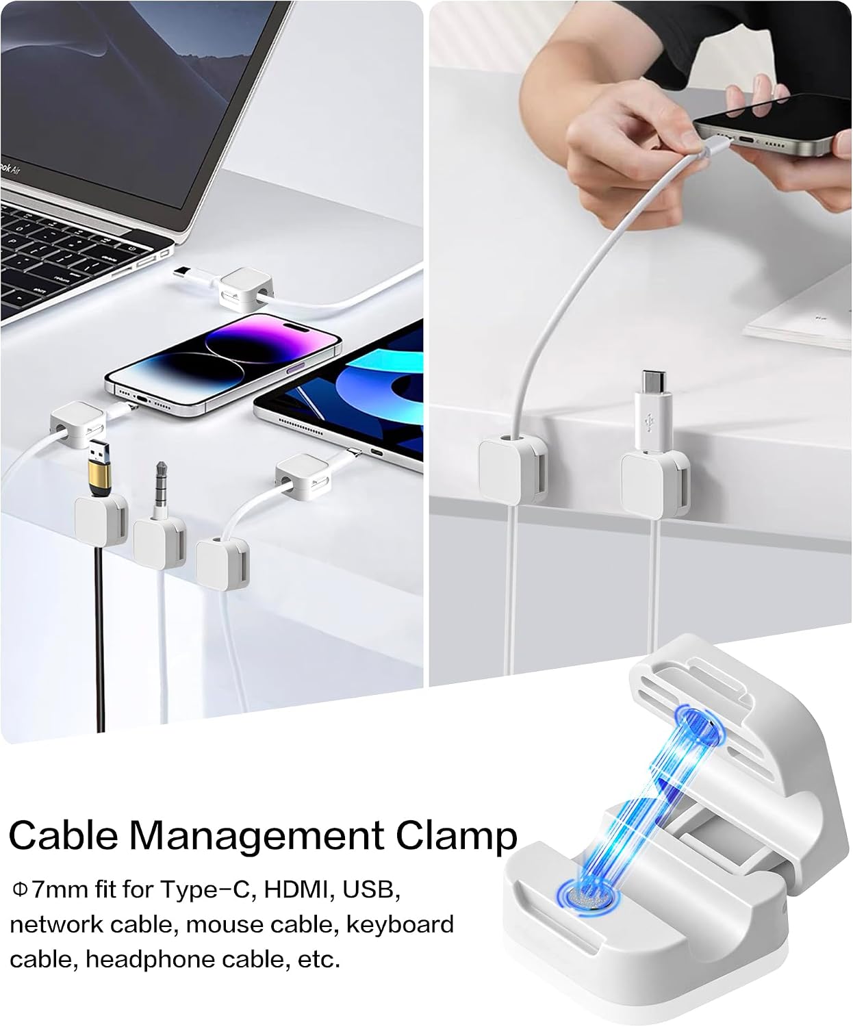Pack 10 Cables Escritorio con Clips Magnéticos para Cargar Teléfono