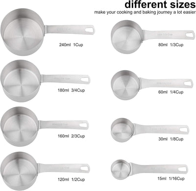8 Pzas Tazas Medidoras Acero Inox Con Tabla Magnética