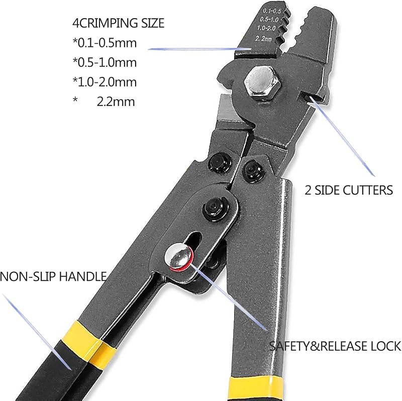 Kit herramientas prensado cable acero inox 100 ft cuerda