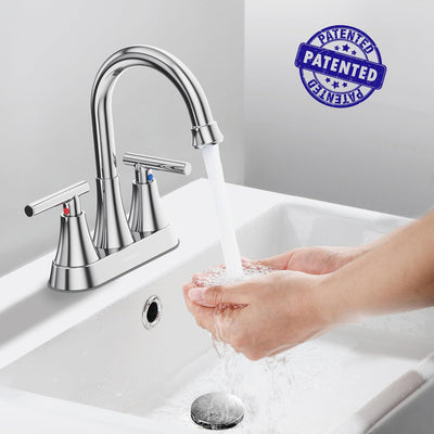 Grifo baño 3 agujeros 4pulg cromado desagüe acero inox