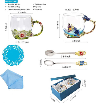 Tazas té vidrio elegantes regalo cumpleaños navidad