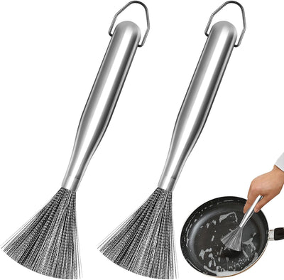 2 Cepillos Acero Inox 304 para Ollas Limpieza Fácil