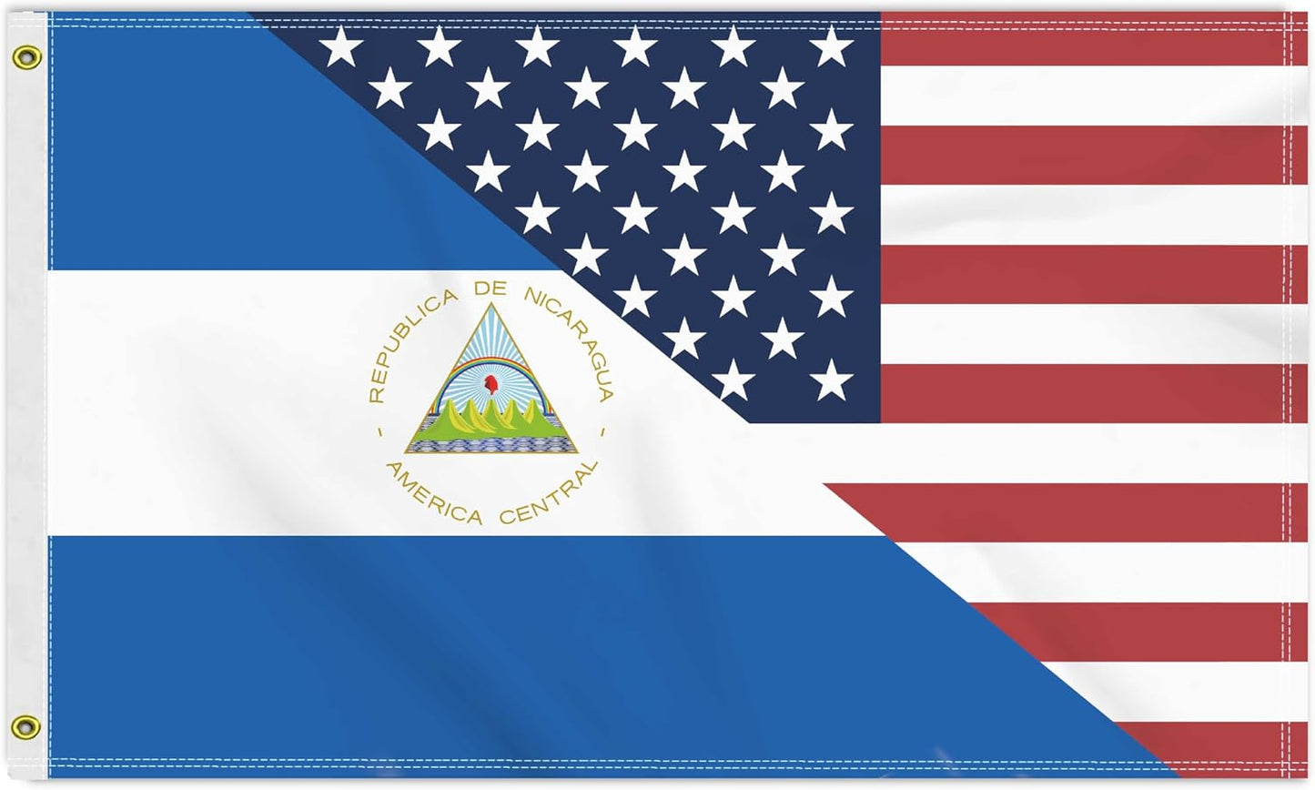 Bandera Nicaragua 3x5ft 150D doble cara con grommets latón