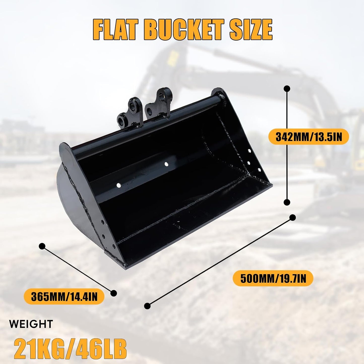 Cubo retroexcavadora dientes planos 19.69pulg