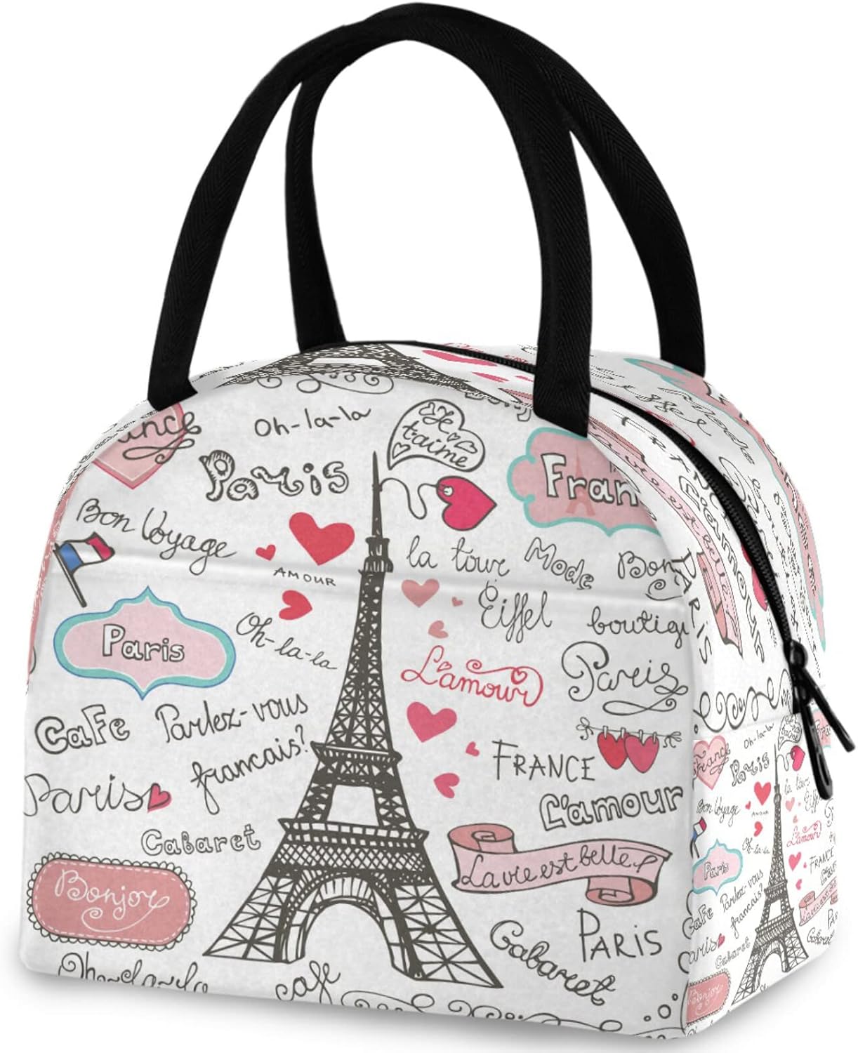 Bolsa almuerzo reutiliz. con Torre Eiffel y bolsillo térmico
