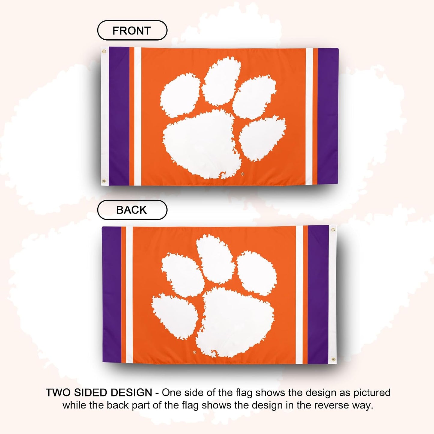 Bandera Clemson Tigres 3x5ft tela poliéster duradera