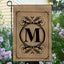 Bandera jardín monograma M doble cara decoración