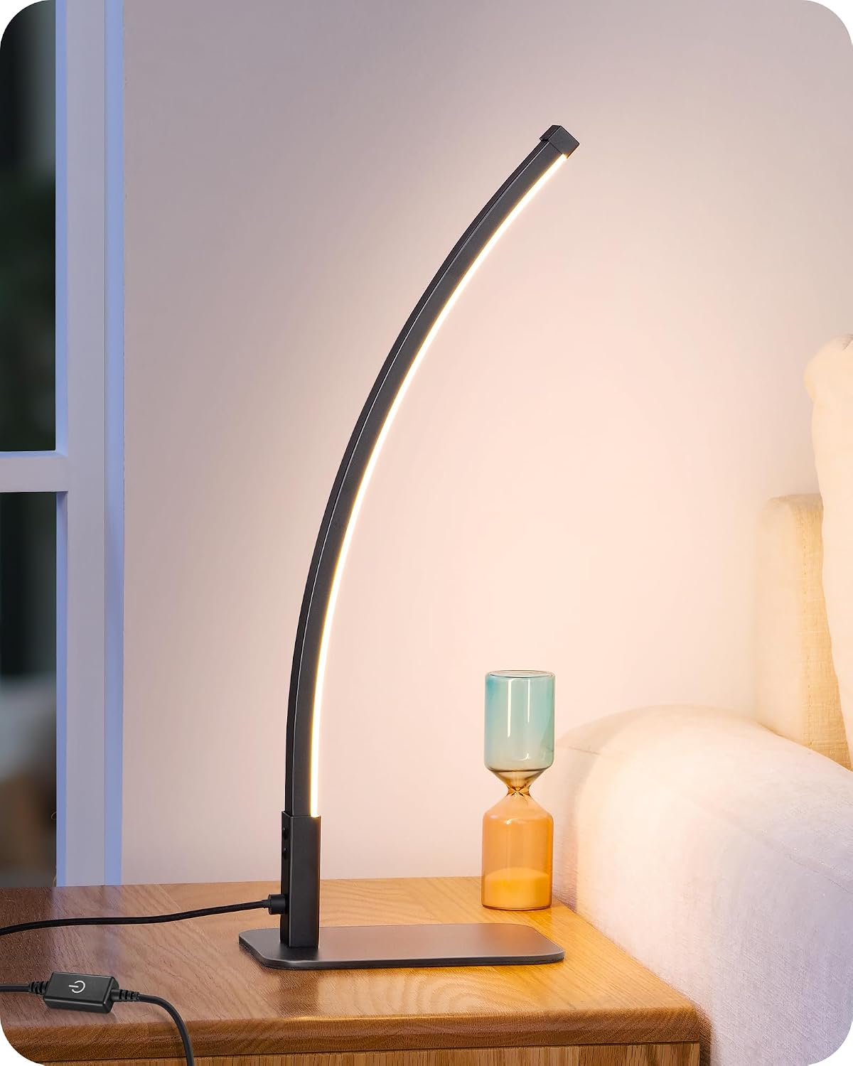 Lámpara mesa LED curvada aluminio hierro 3 temperaturas