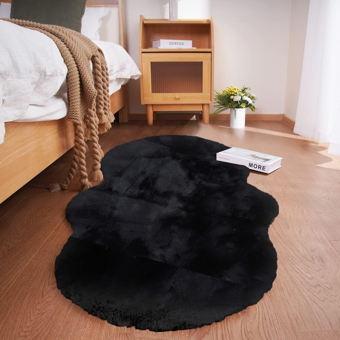 Alfombra piel sintética 2x4ft color negro habitación niños