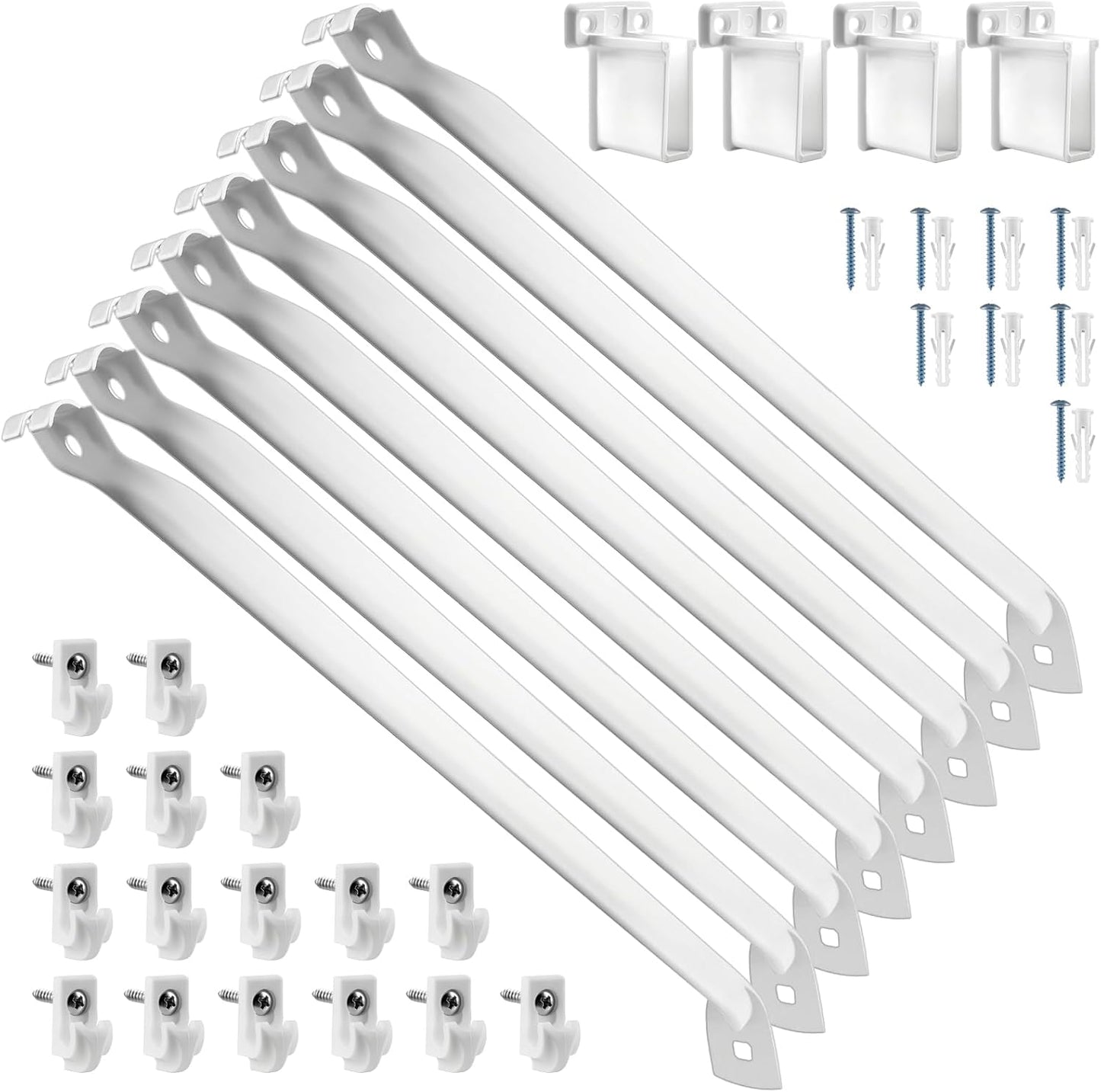 8 Soportes Alambre 12pulg Metal Blanco para Estantería