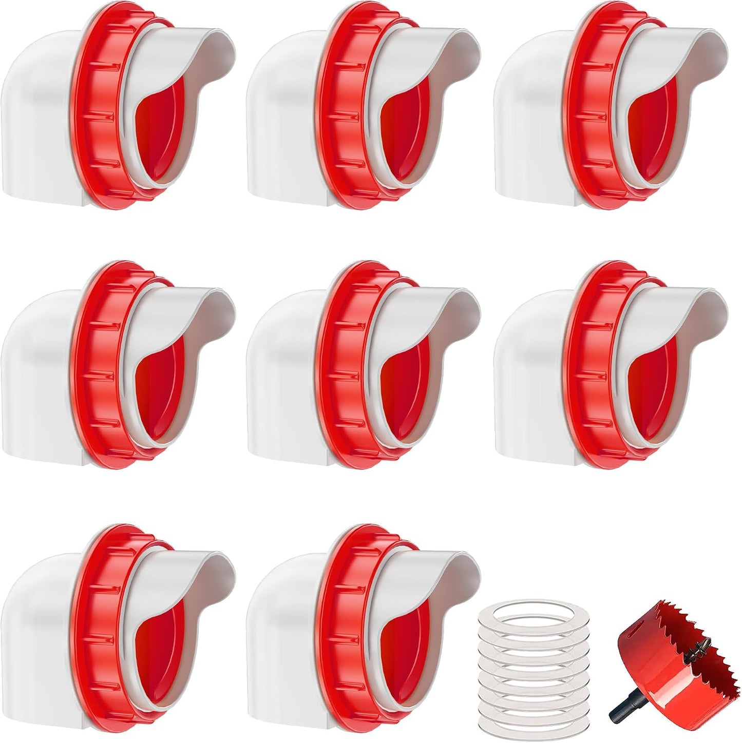 Alimentador automático pollos 8 puertos cubiertas rojo