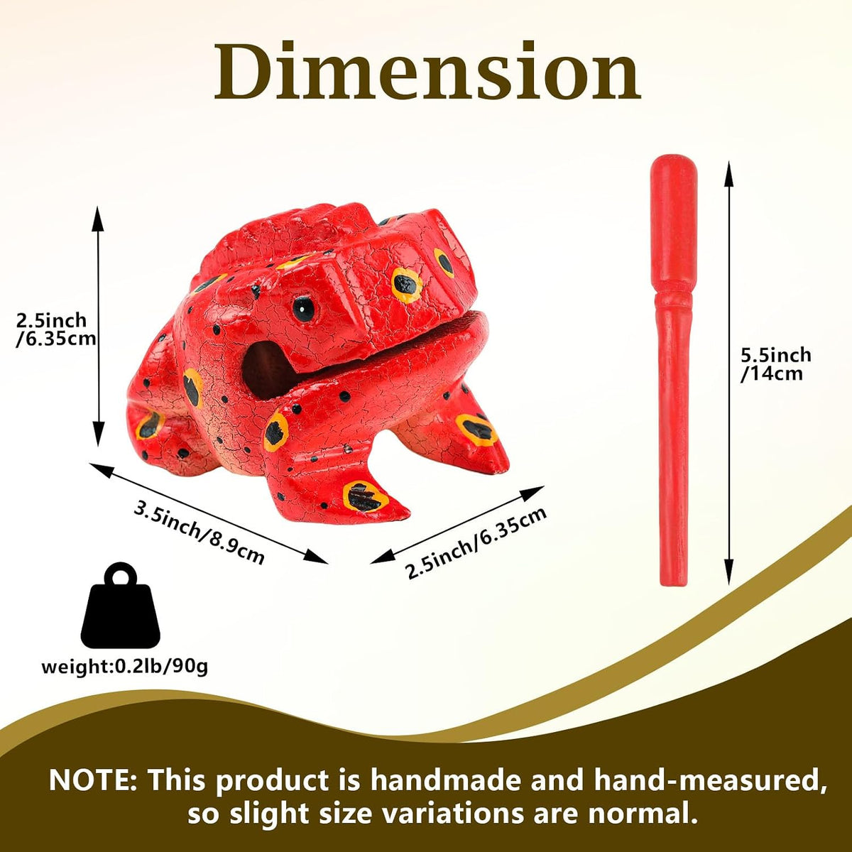 Raspador Güiro de Madera 3.5 Tono Musical Pintado Rojo