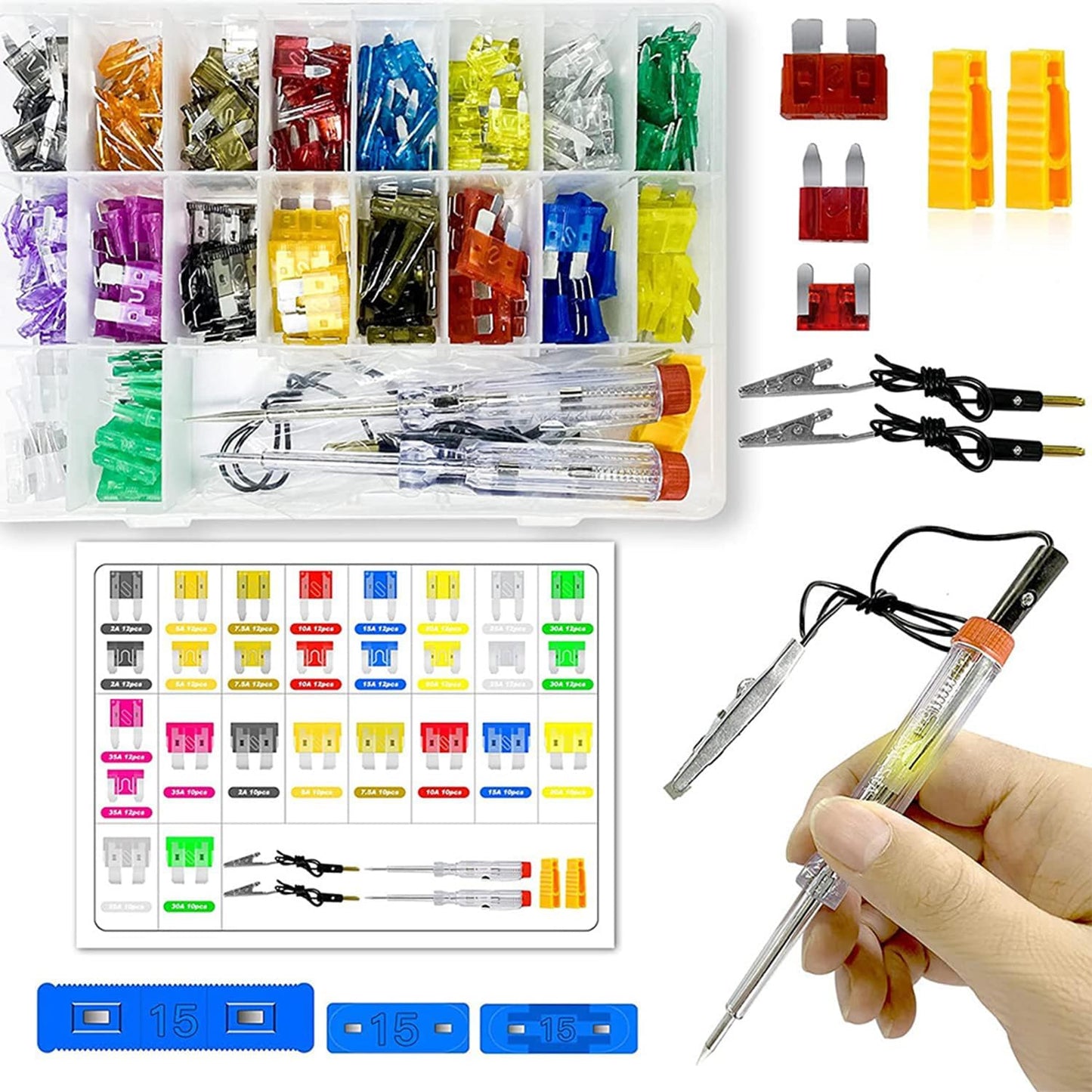 Kit fusibles automóvil RV con probador 306 pzas