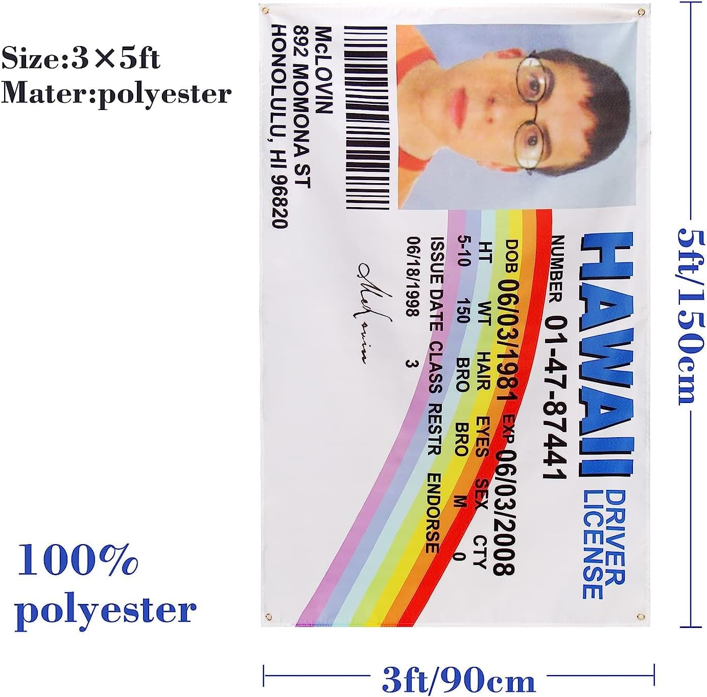 Bandera McLovin 3x5ft decoración dormitorio universitario