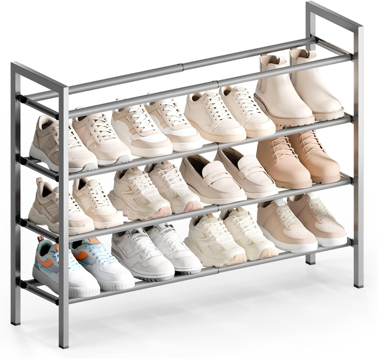 Zapatero ajustable 4 niveles 18-33" metal gris claro