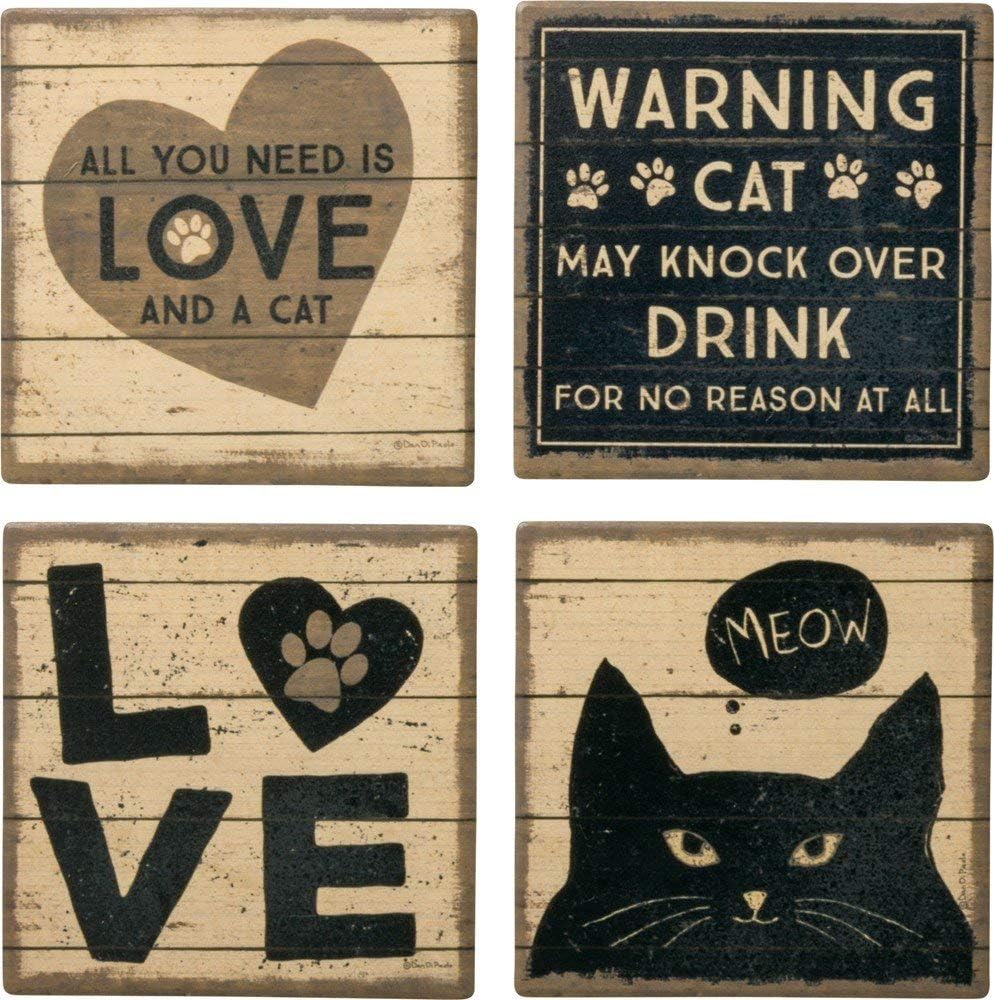 Set posavasos cocina all you need is love y gato