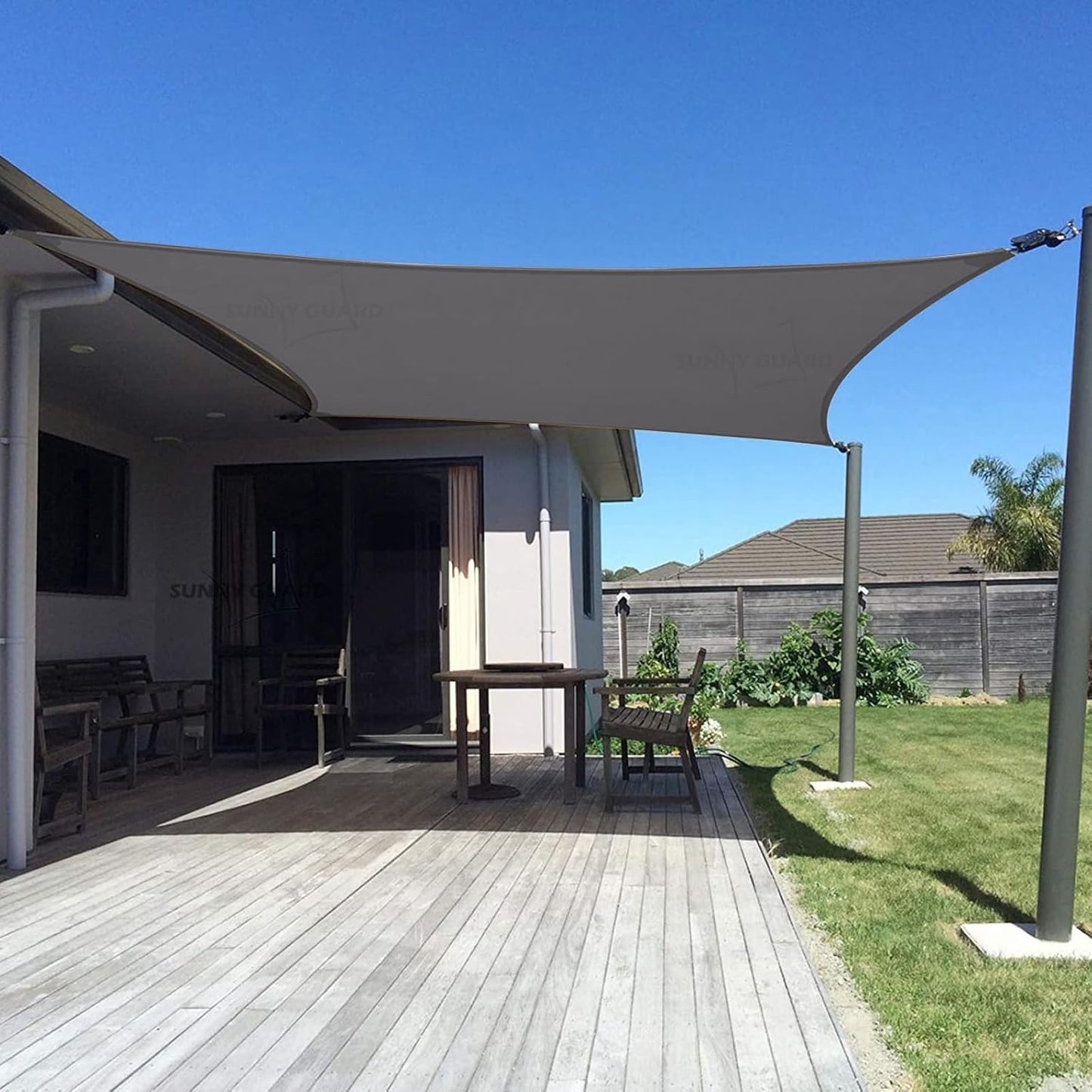 Parasol rectangular 10x20ft UV bloqueo patio gris