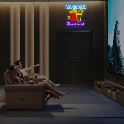 Letrero LED cine con luces neón palomitas decoración