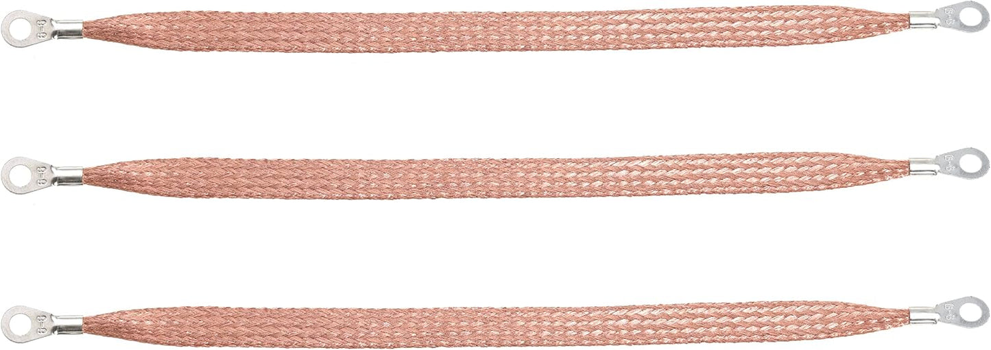 Correa tierra cobre estañado 11.4pulg 1/4pulg 3 Pzas