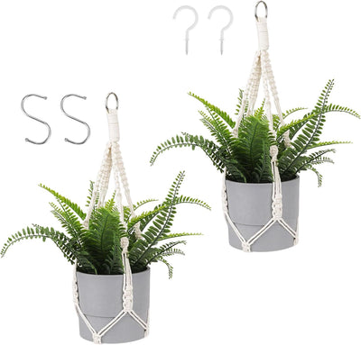 Colgador plantas macramé 2 ganchos cesta decorativa madera