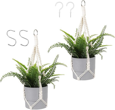 Colgador plantas macramé 2 ganchos cesta decorativa madera