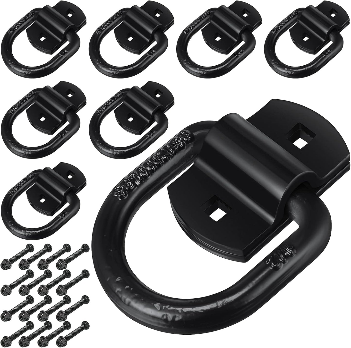 8 Pzas Anclaje Anillo D 1/2" 12000lb para Remolque Negro