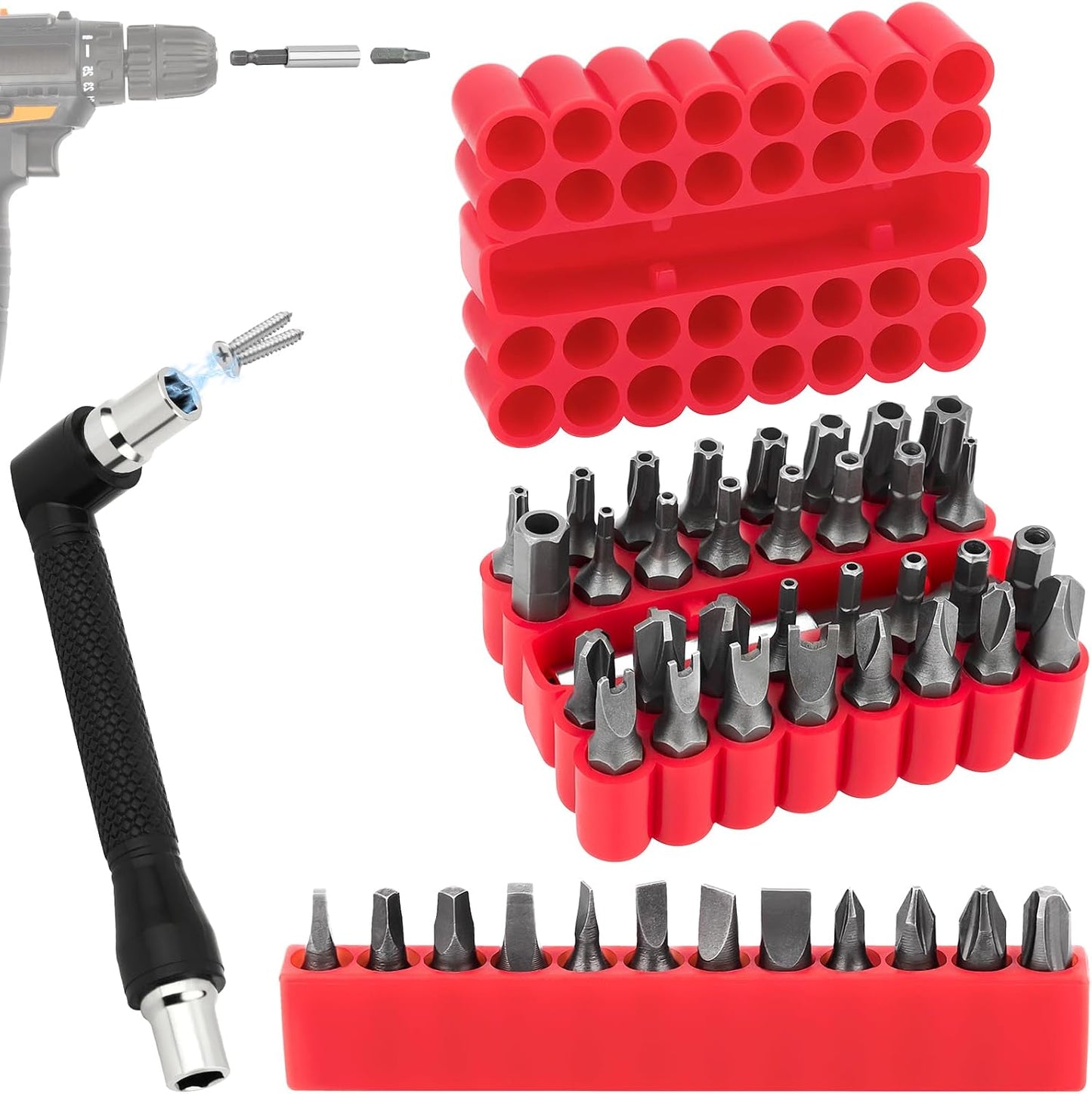 Set 46 Pzas Brocas Torx Seguridad Cuadradas Hex Métricas SAE