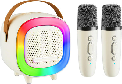 Altavoz karaoke mini con 2 micrófonos inalámbricos